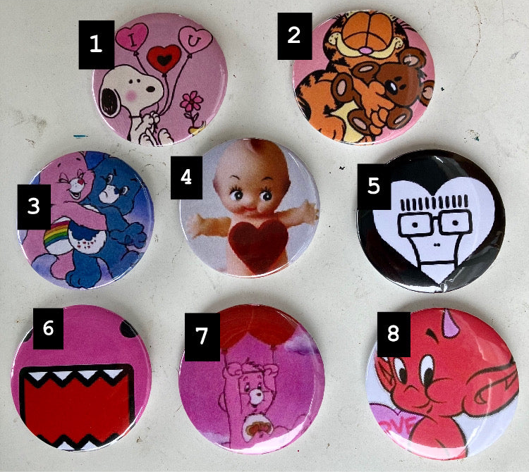 Valentine pins 2.25”