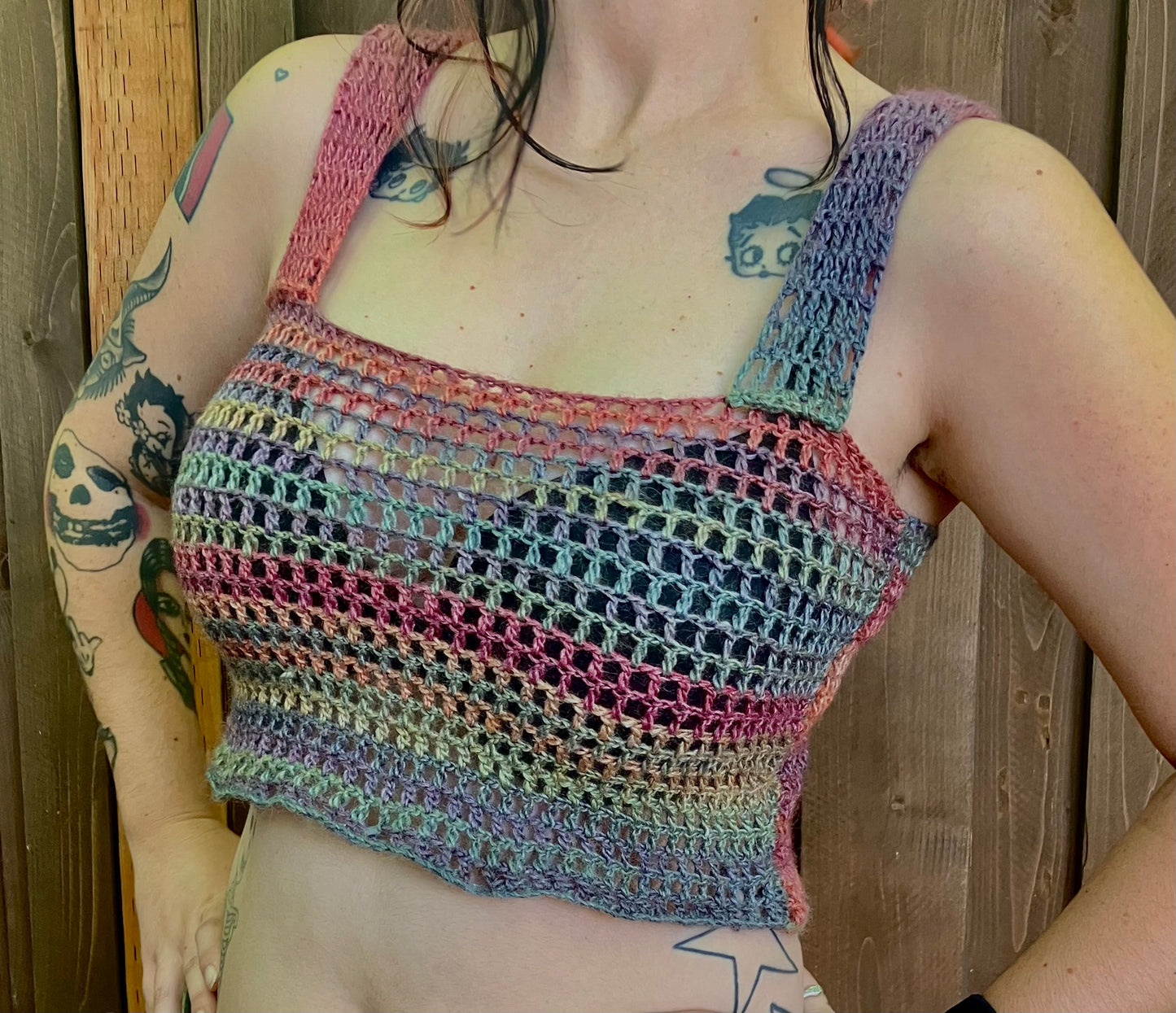 Fishnet crochet tank