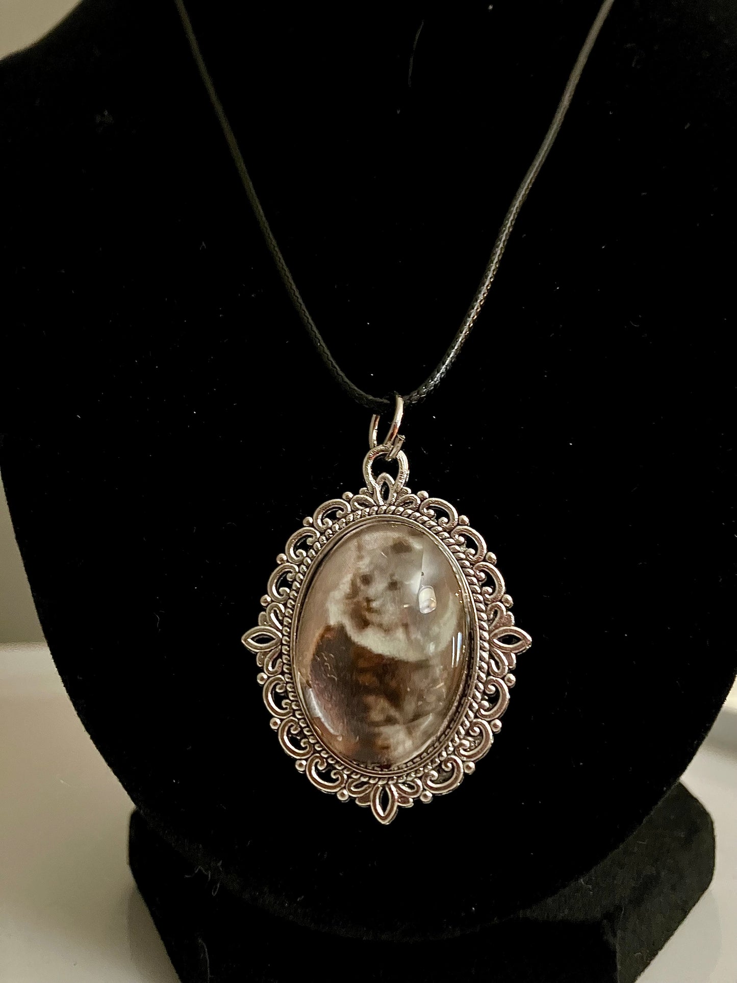 Vintage kitty clown necklace
